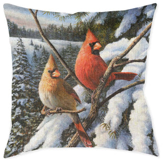 Laural Home Winter Cardinal 17" x 18" Woven Decorative Pillow