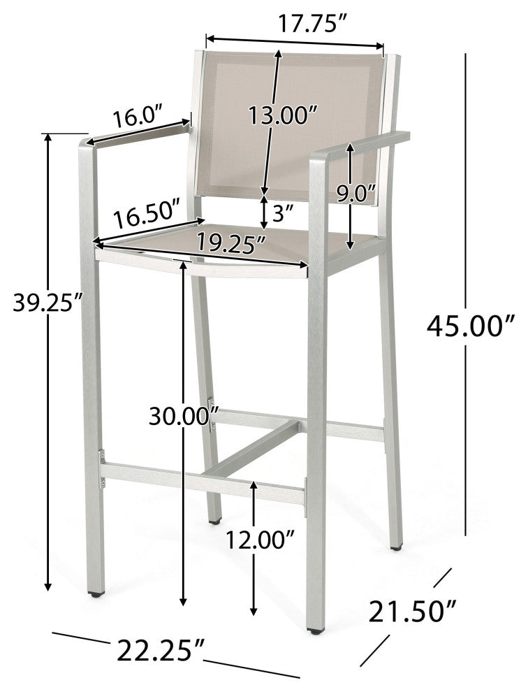 GDF Studio 5-Piece Tracy Outdoor Aluminum Bar Set