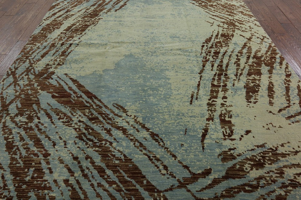 Abstract Multicolor 8'x10' Turkish Knotted Modern Hand Knotted Wool Rug