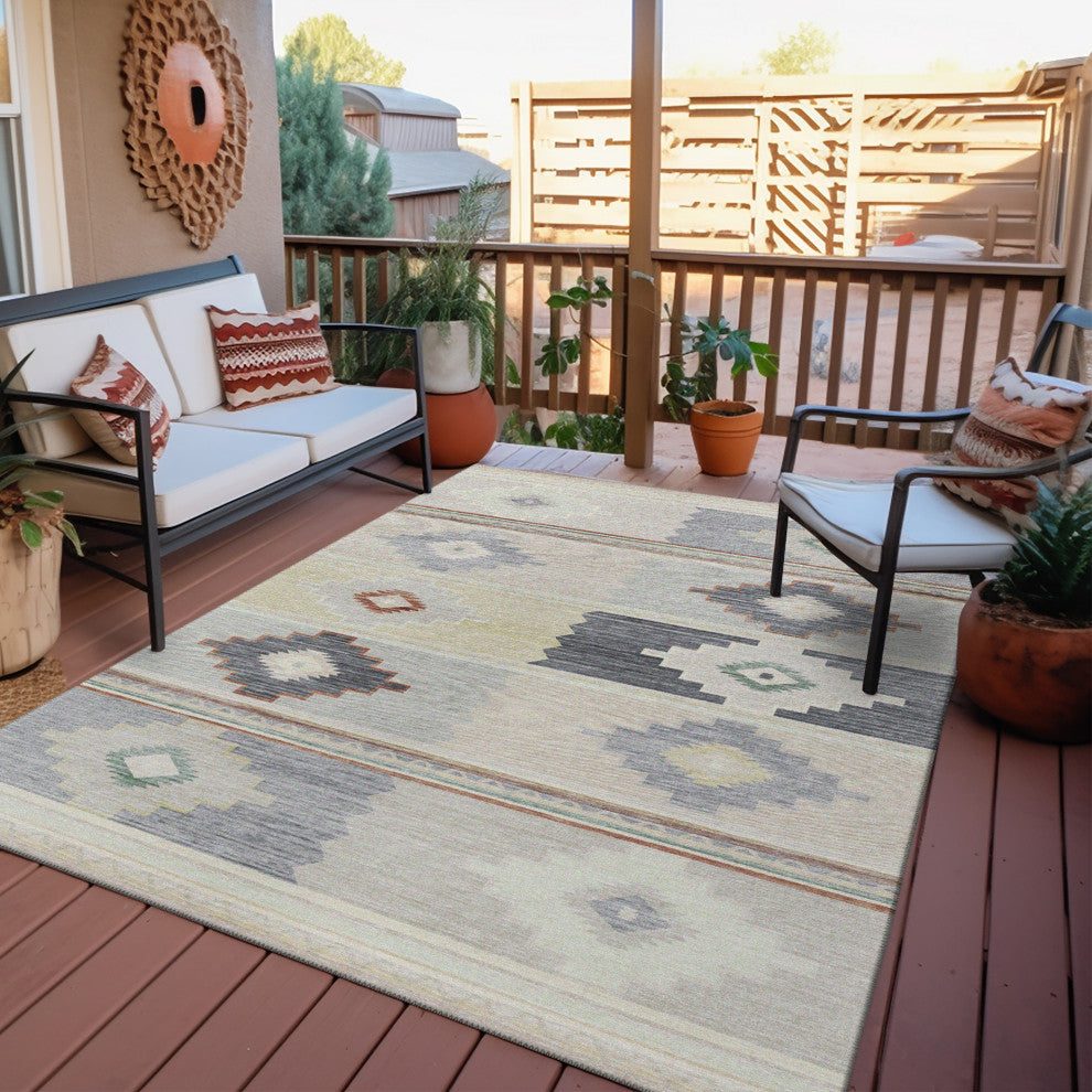 Indoor/Outdoor Phoenix PH1 Ivory Machine Washable 10' x 14' Rug