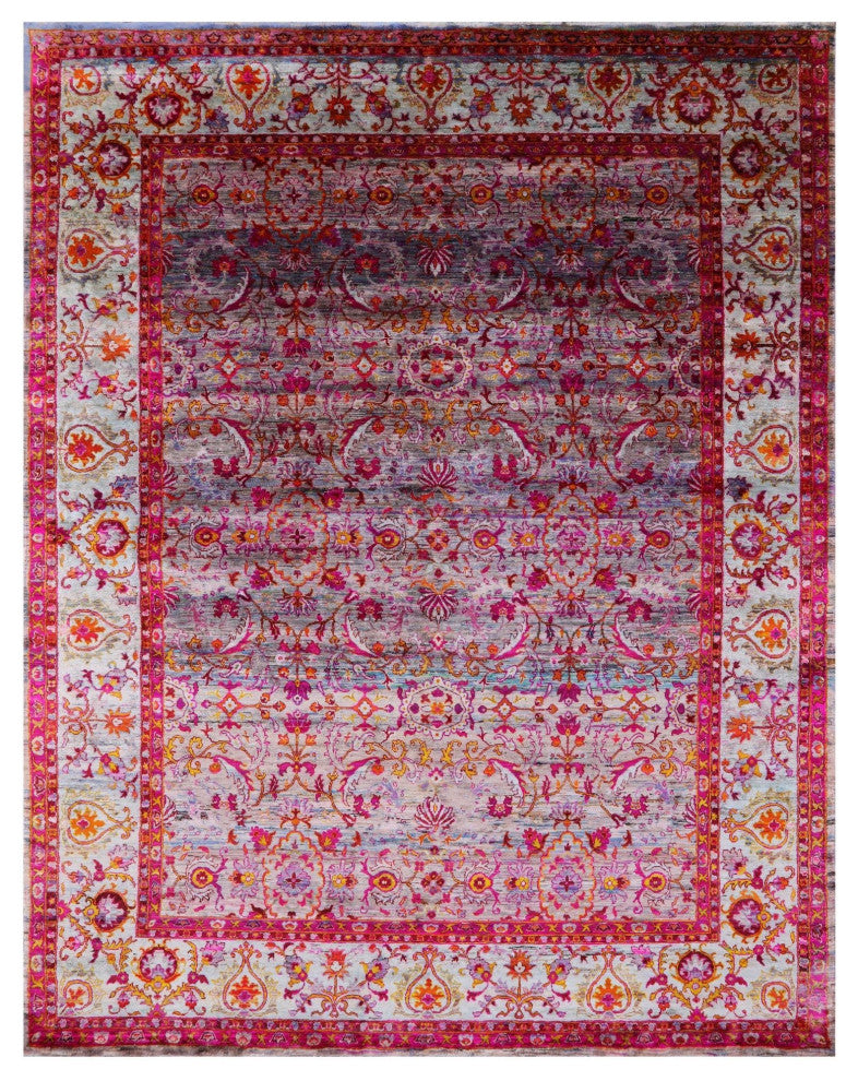 Hand-Knotted Persian Silk Rug 7' 9" X 9' 10" Q6816
