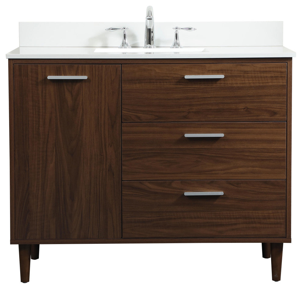 Home Living Modern Natural Oak-Light Bathroom Vanity, Walnut, 42"