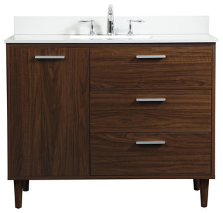 Home Living Modern Natural Oak-Light Bathroom Vanity, Walnut, 42"