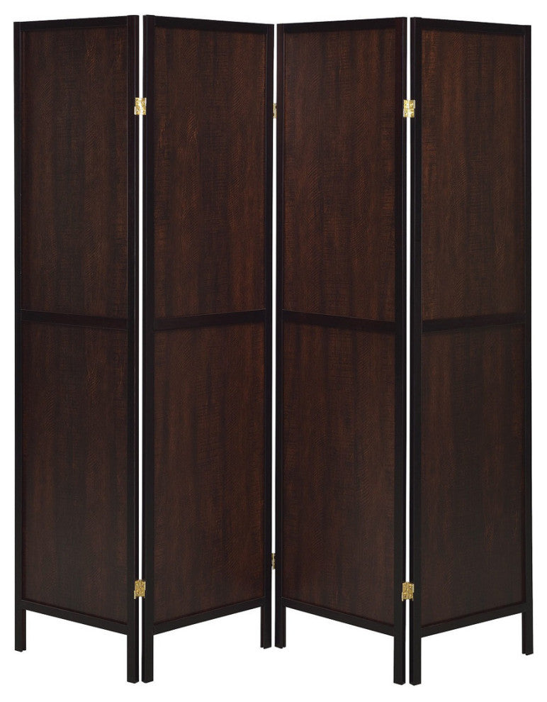 4-Panel Folding Screen, Tobacco And Cappuccino