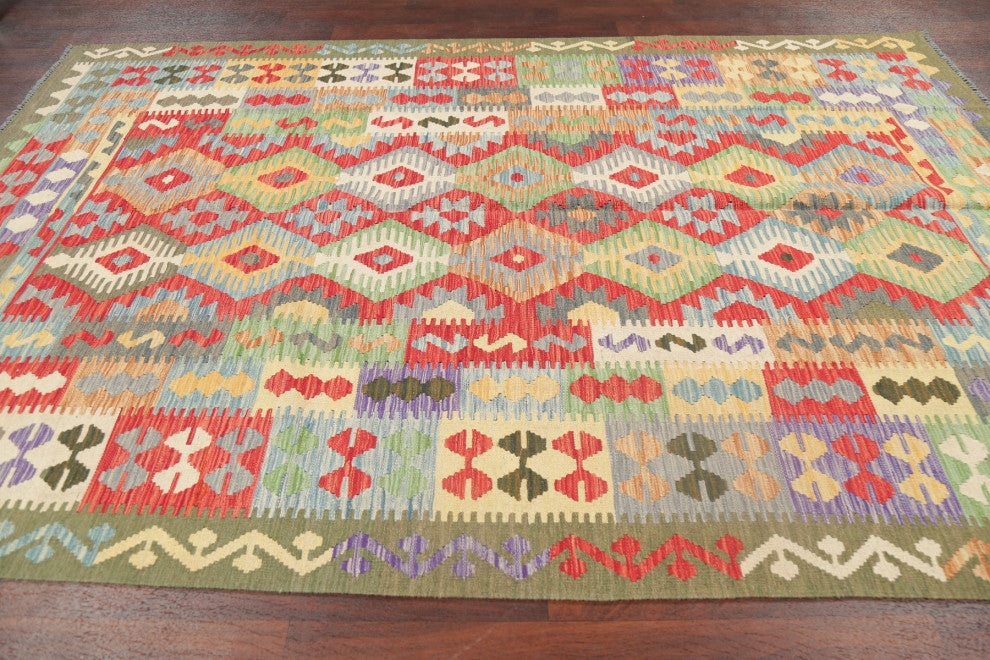 Kilim Southwestern Turkish Carpet Traditional Hand-Woven Area Rug, 9'8"x6'5