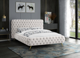 Delano Velvet Upholstered Bed, Cream, King