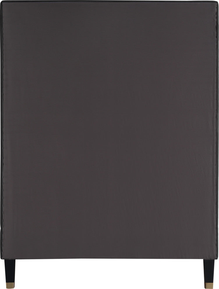 Harlie Velvet Upholstered Bed, Black, Twin