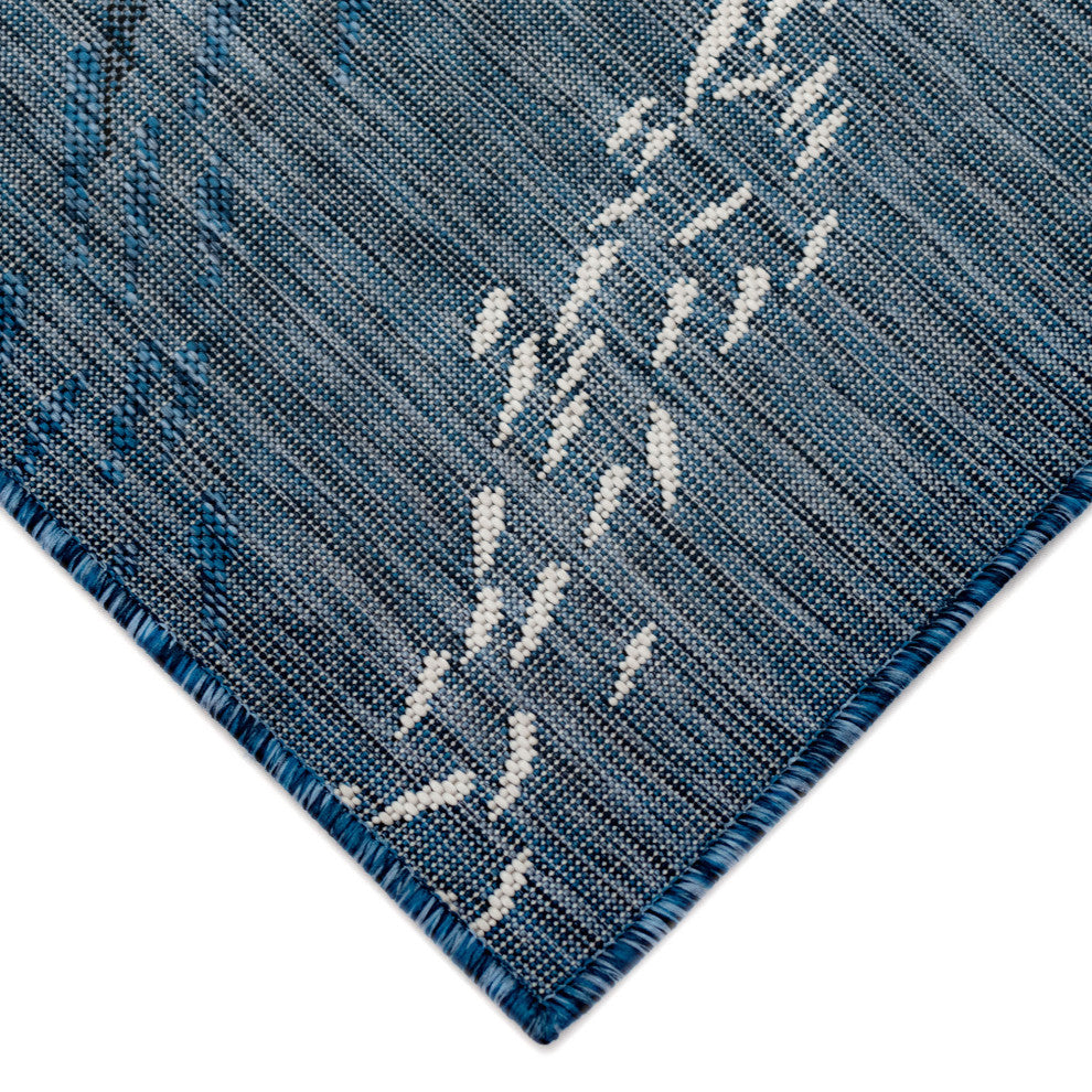 Carmel School Of Fish Indoor/Outdoor Rug, Navy, 1'11"x4'11" Runner