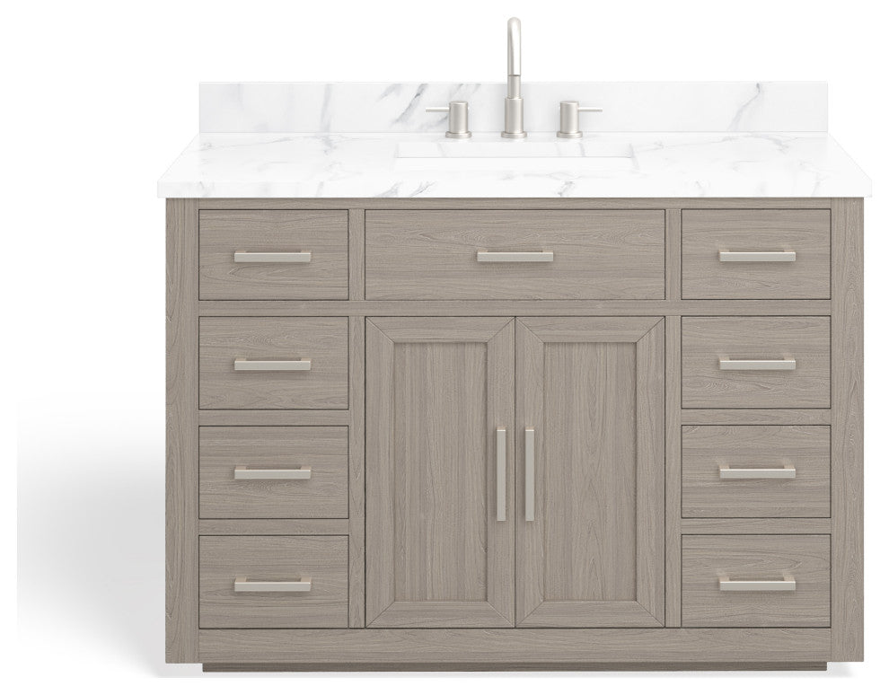 The Wyatt Bathroom Vanity, Antique Gray Oak, 48", Single Sink, Freestanding