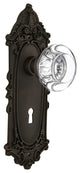 Victorian With Keyhole Passage Round Clear Crystal Knob, Oil Rubbed Bronze