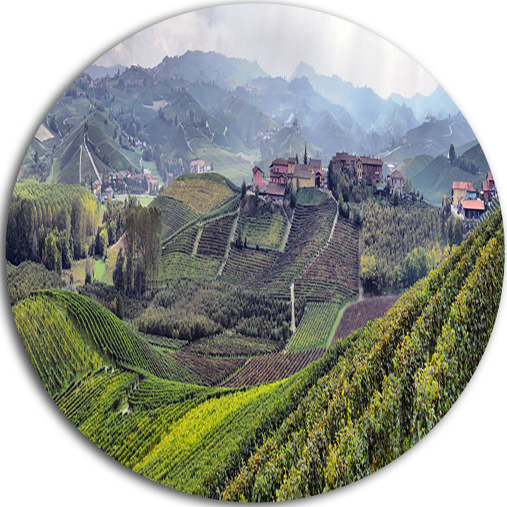Vineyards In Italy Panoramic, Photo Large Disc Metal Wall Art, 36"