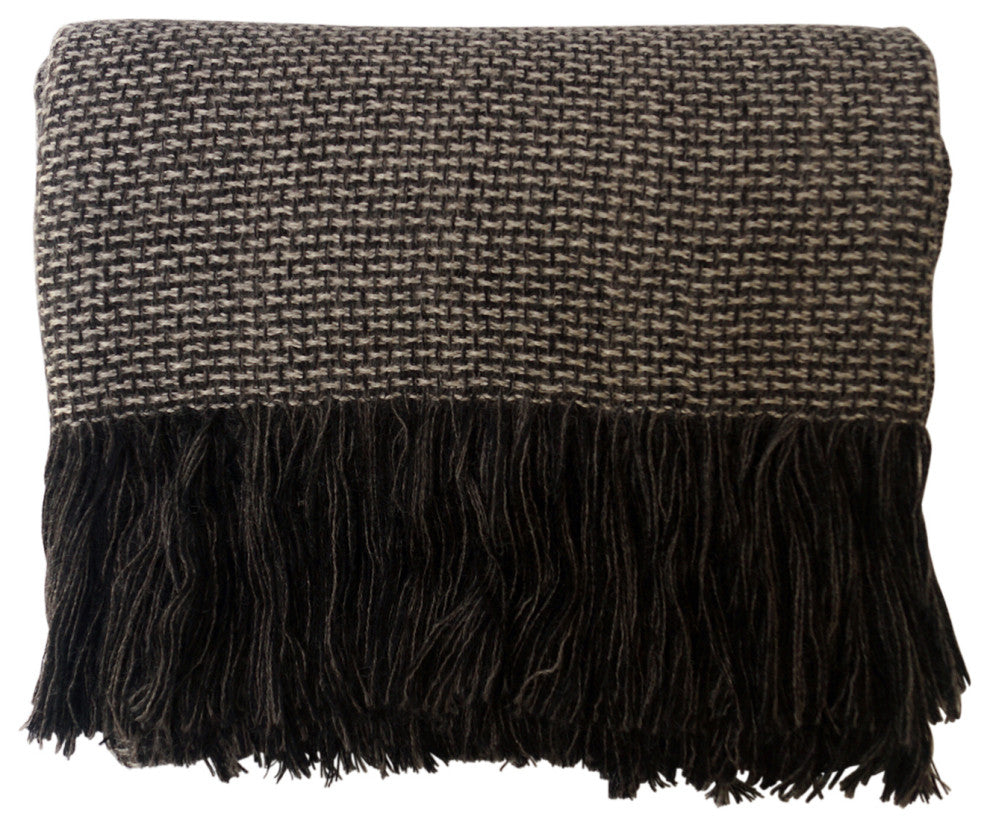 Alpaca and Wool Silky Soft Throw Blanket, Light Grey