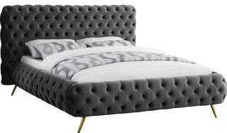 Delano Velvet Upholstered Bed, Gray, King