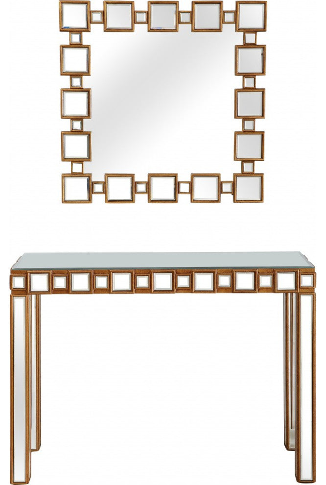 Square Reflective Mirror and Console Table