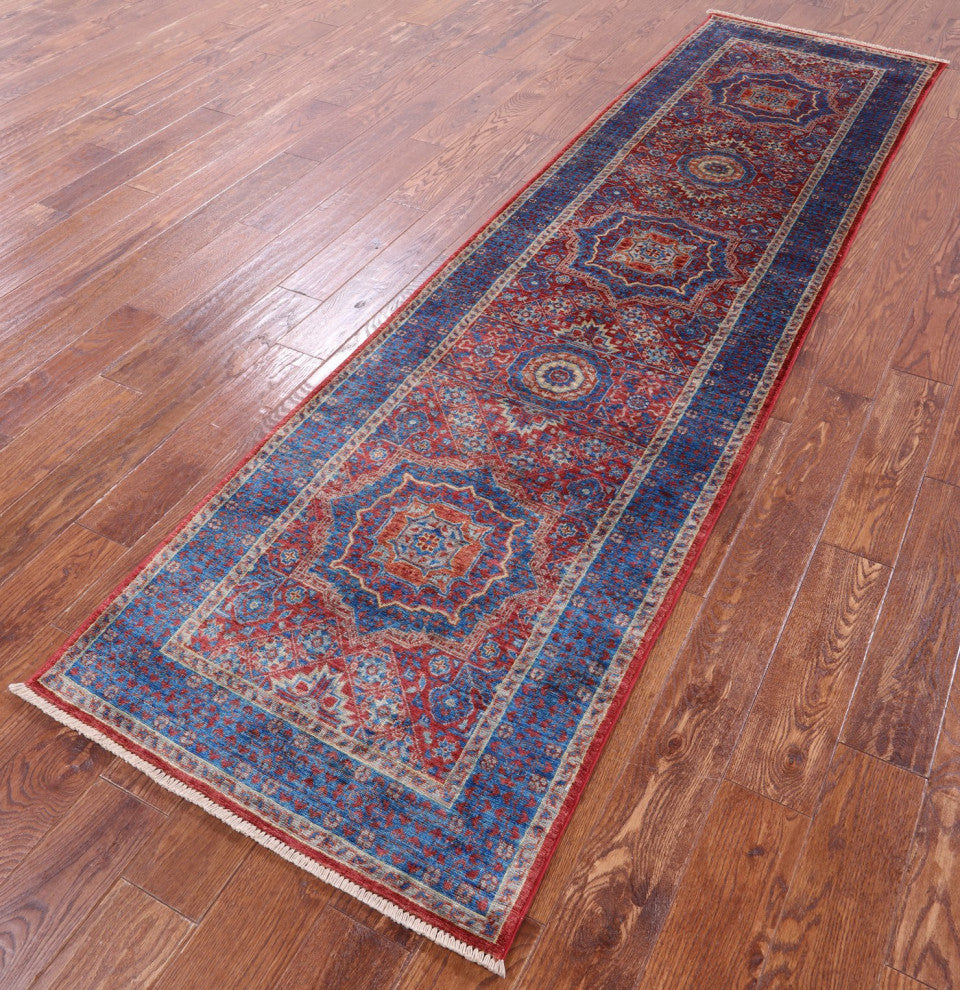 2' 8" X 9' 11" Mamluk Hand-Knotted Wool Runner Rug - Q12508