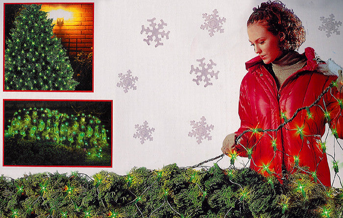 4' x 6' Green Mini Net Style Christmas Lights - Green Wire