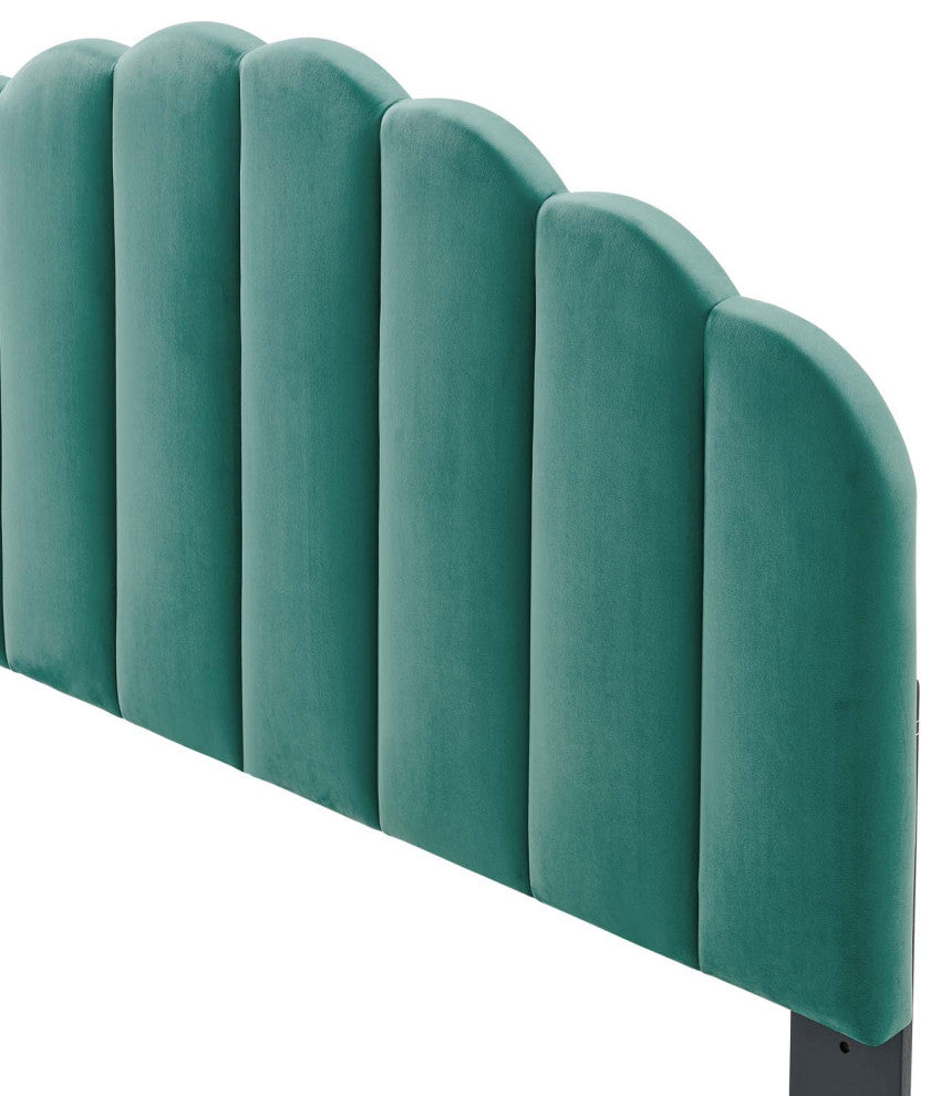 Headboard, King Size, Velvet, Teal Blue, Modern Contemporary, Bedroom Master