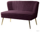Velvet Tufted Loveseat Sofa With Golden Base, Purple