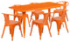 31.5" x 63" Rectangular Orange Metal Indoor-Outdoor Table Set with 6 Arm Chairs