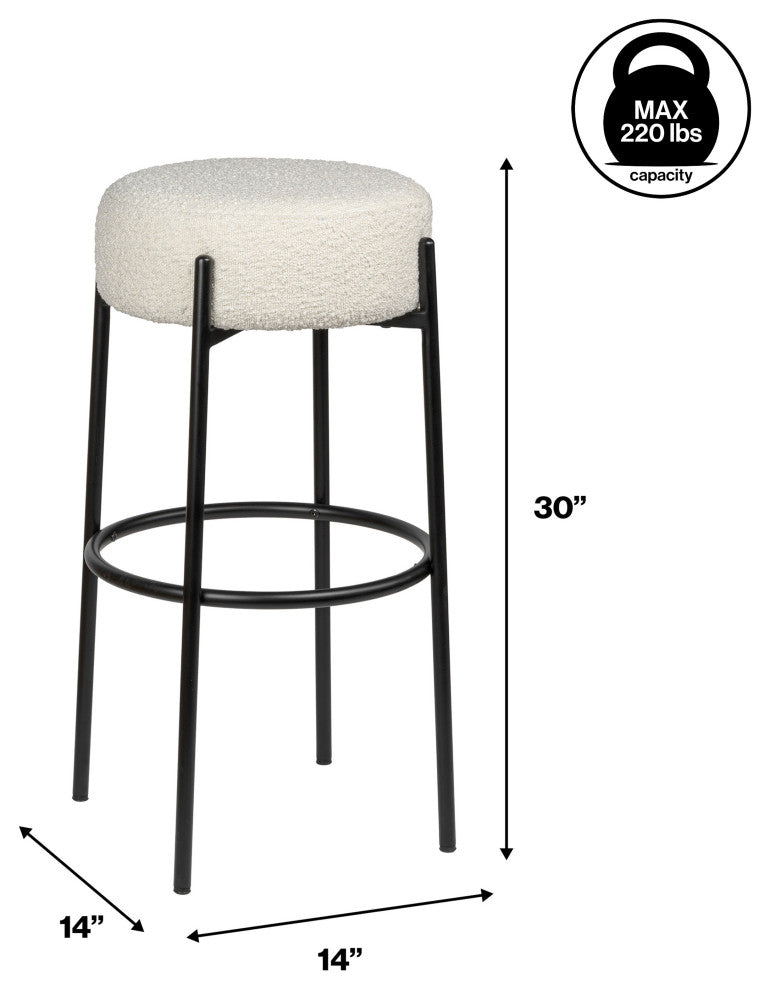 Paola Modern Minimalist Round Backless Metal Cushioned Bar Stool