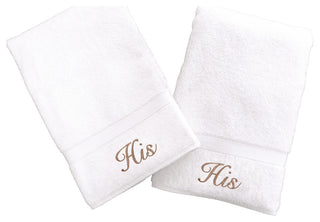 His and His Hand Towels, Set of 2, White