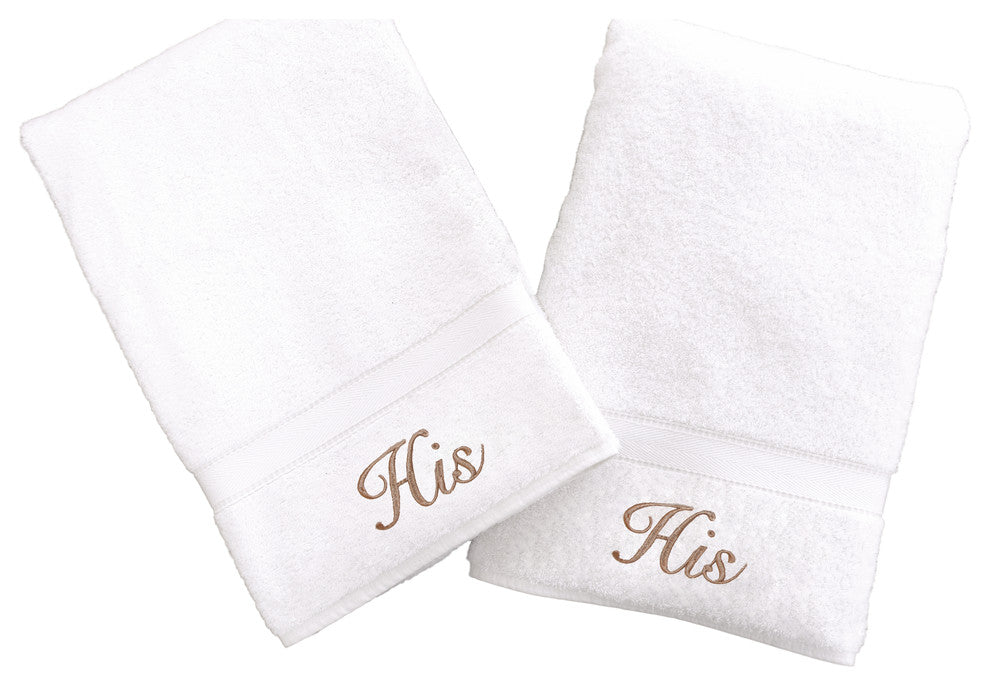 His and His Hand Towels, Set of 2, White