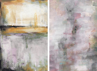 Pink and Yellow Smokes Diptych, 32"x24"