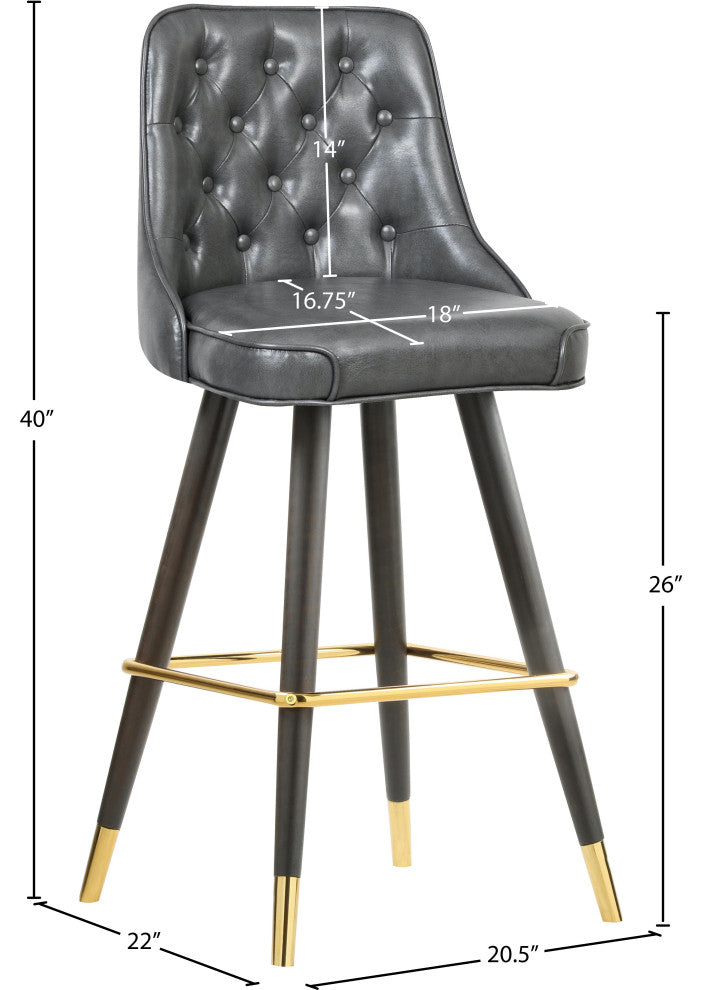 Portnoy Faux Leather Upholstered Bar Stool, Set of 2, Grey