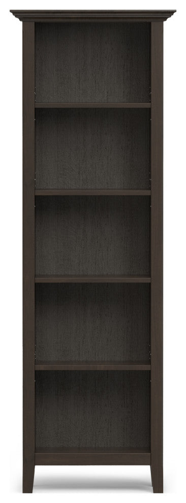 Amherst Solid Wood 24" 5 Shelf Bookcase, Hickory Brown