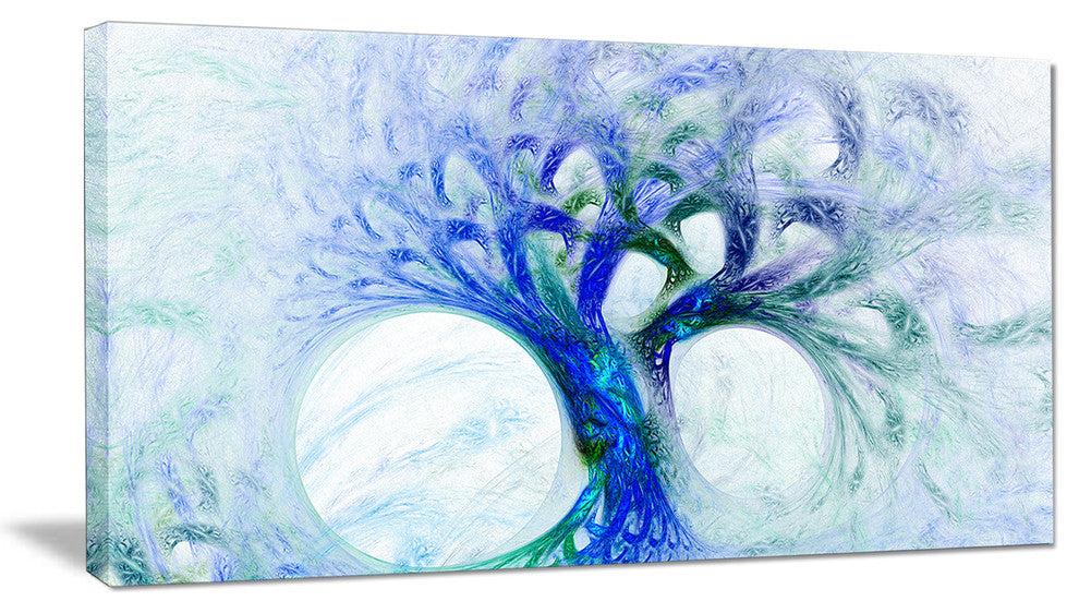 Blue Mystic Psychedelic Tree, Abstract Wall Art Canvas, 32x16