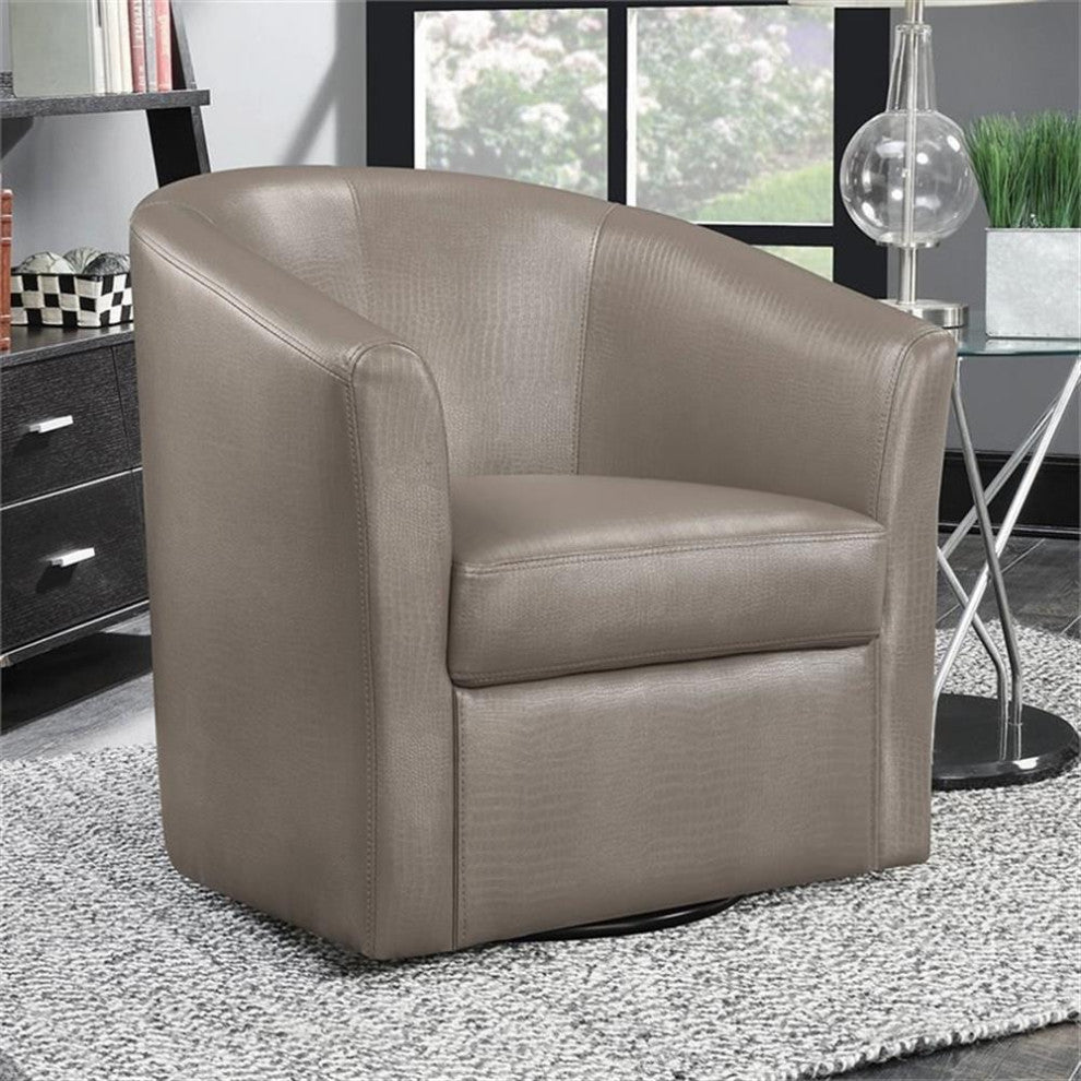 Catania Faux Leather Swivel Accent Chair in Champagne Finish