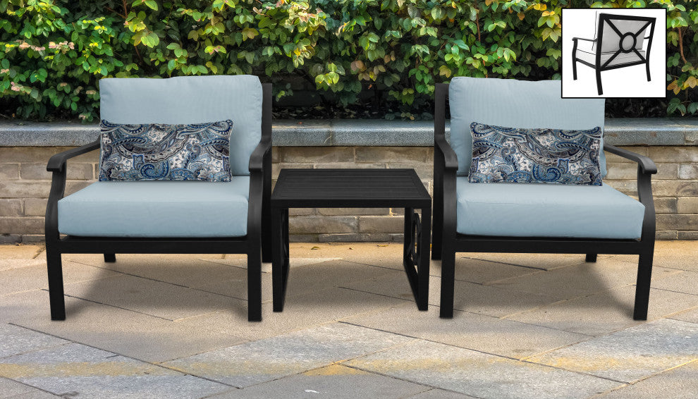 kathy ireland Madison Ave. 3 Piece Aluminum Patio Furniture Set 03a, Tranquil