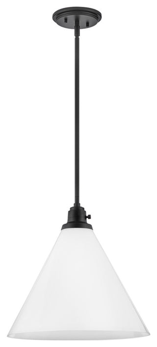 Hinkley Arti 14.5" Medium Pendant Light, Black + Cased Opal Glass