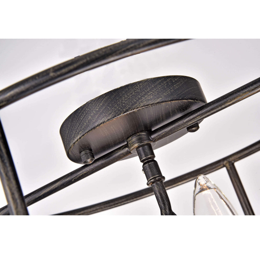 Iris 4-Light Antique Black Round Flush Mount