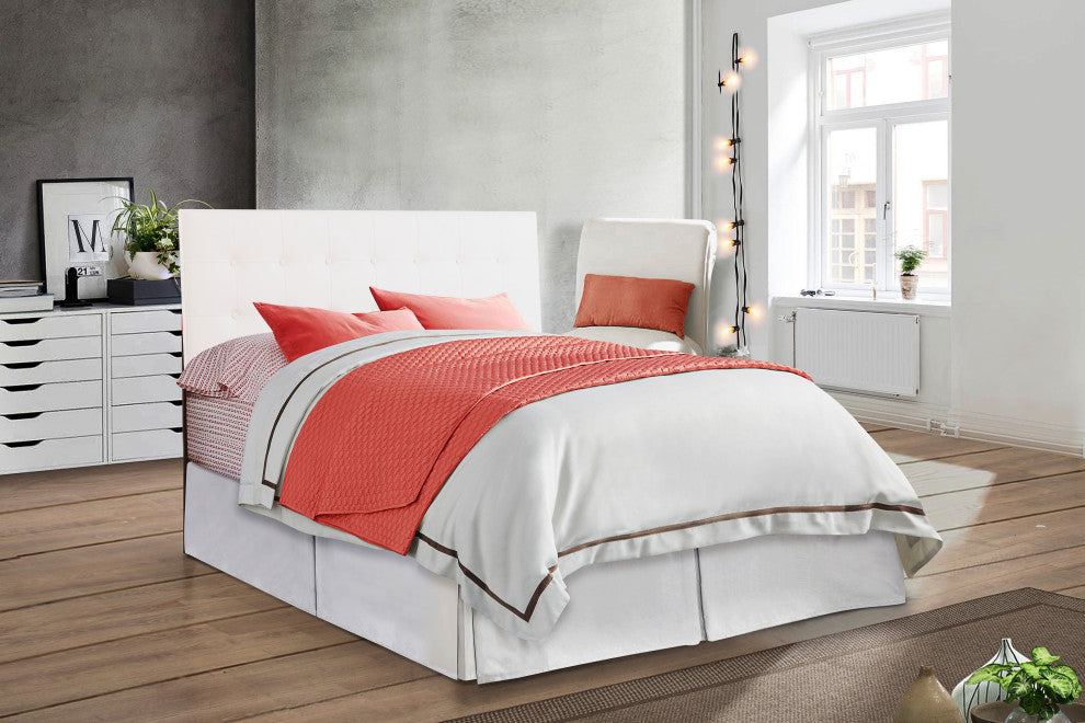 Novo 2 Faux Leather Adjustable Headboard, White, Queen