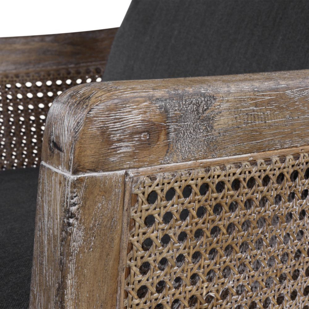 Uttermost Encore Coastal Fabric and Wood Arm Chair in Dark Gray