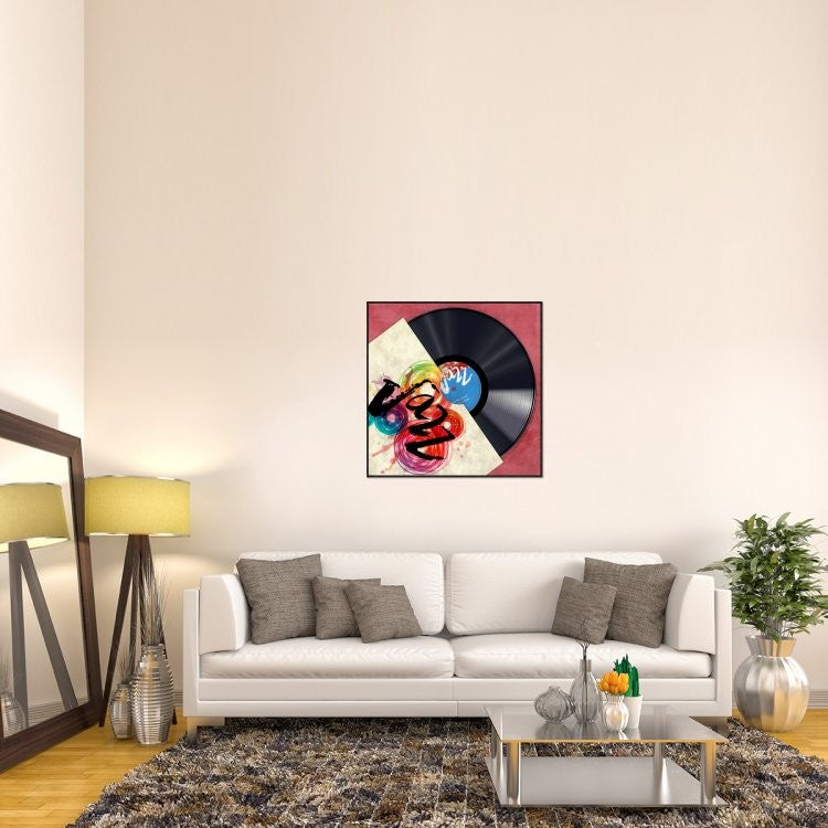 "Vinyl Club, Jazz" Framed Canvas Giclee by Steven Hill, 37x37"