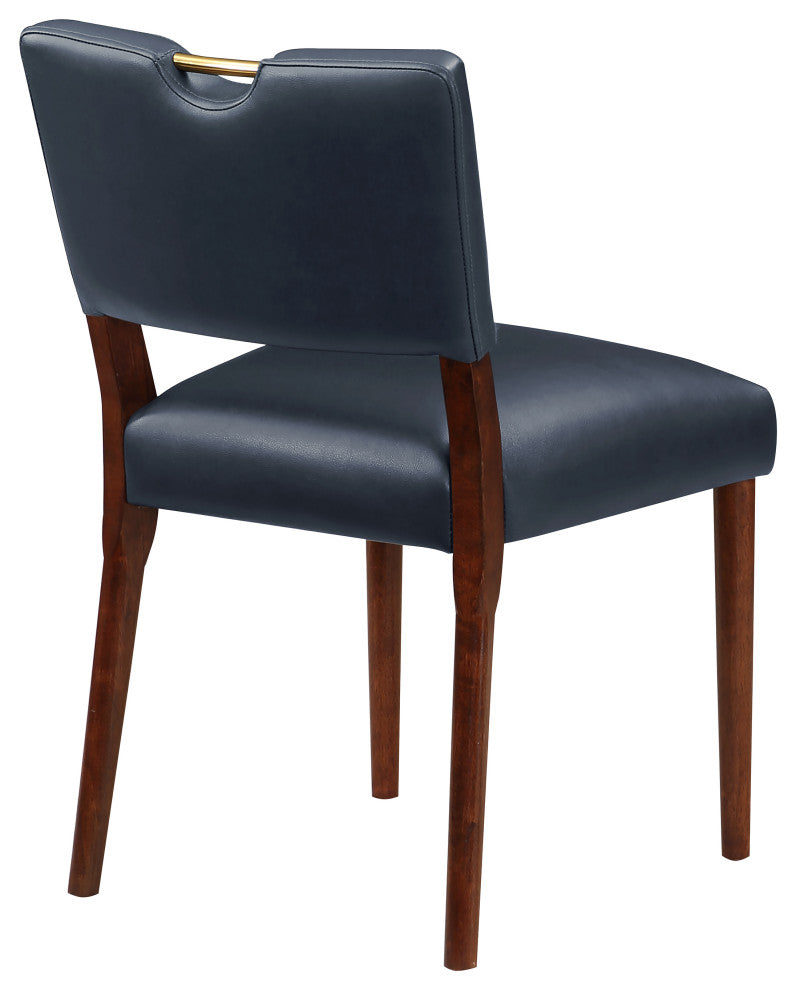 Bonito Faux Leather Dining Set, Walnut Finish, Midnight Blue, 5-Piece Set