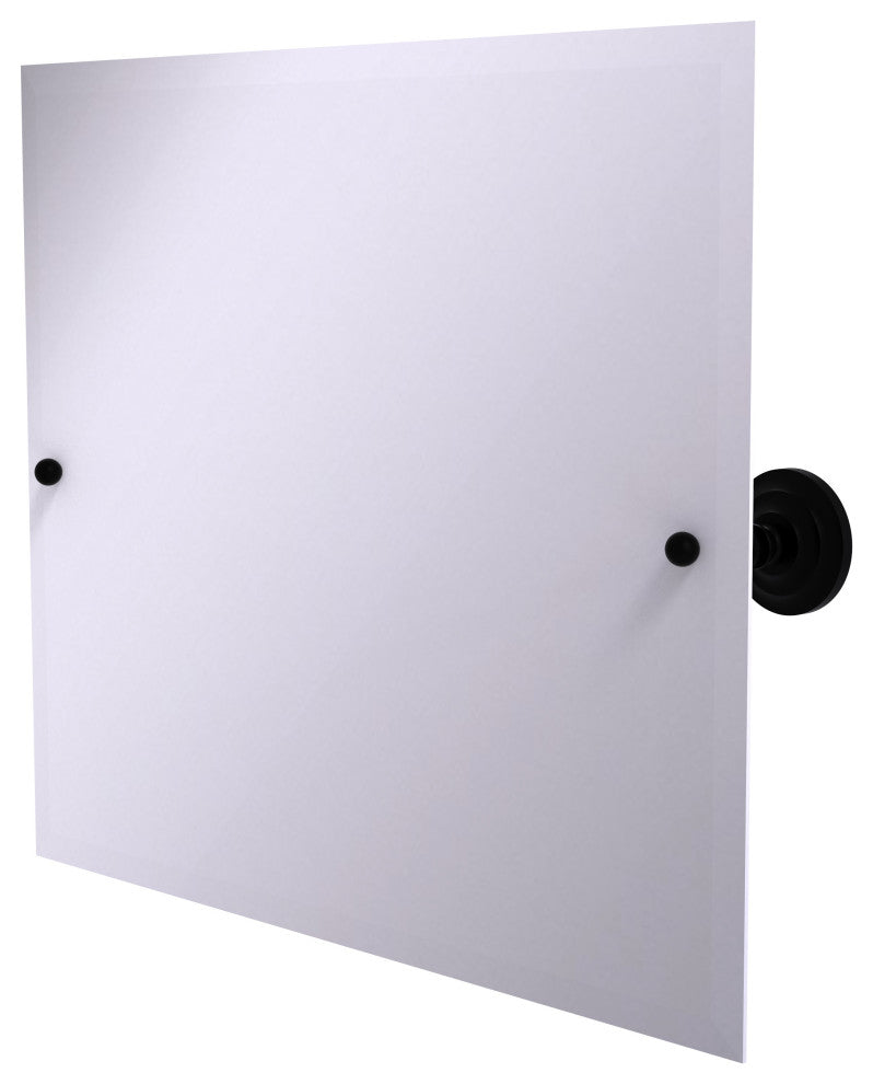 Prestige Que New Frameless Landscape Beveled Edge Tilt Mirror, Matte Black