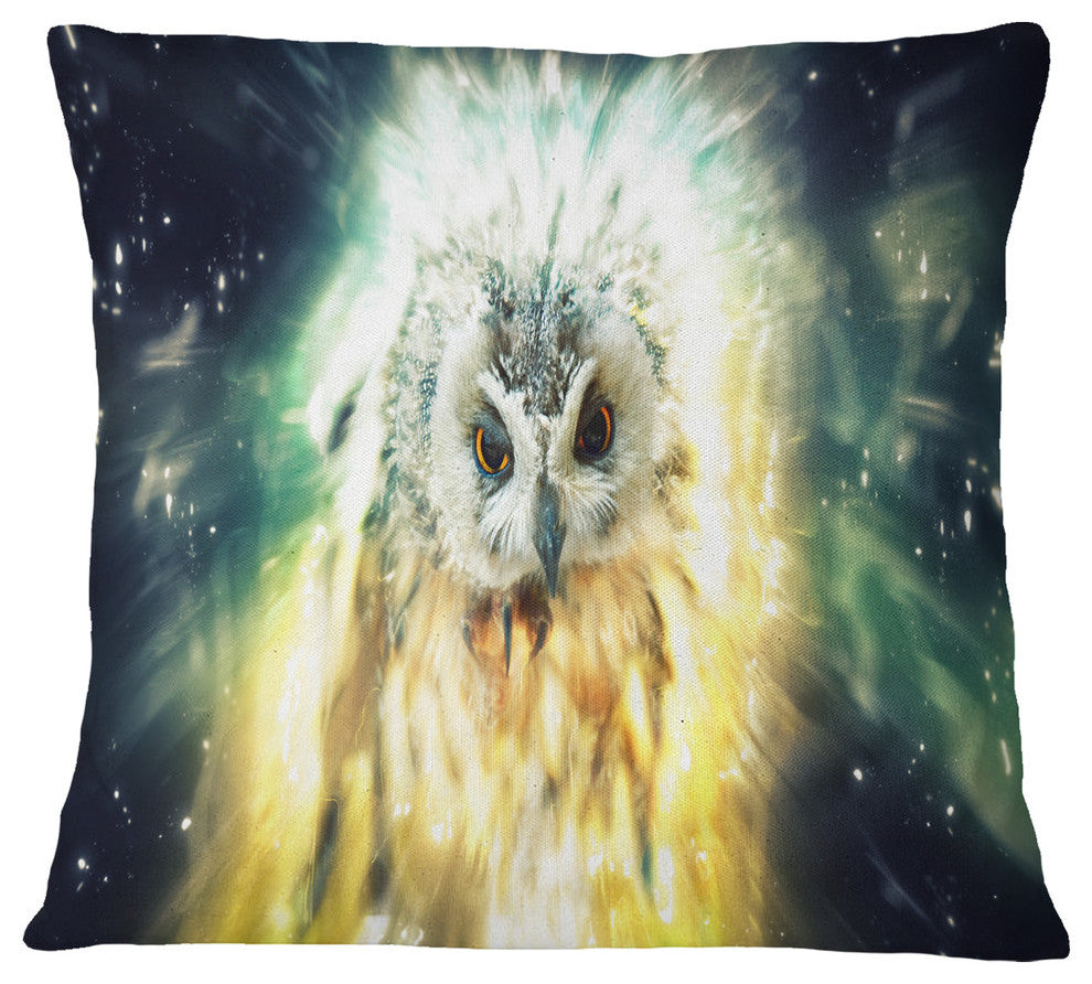 Owl Over Colorful Abstract Image Animal Throw Pillow, 16"x16"