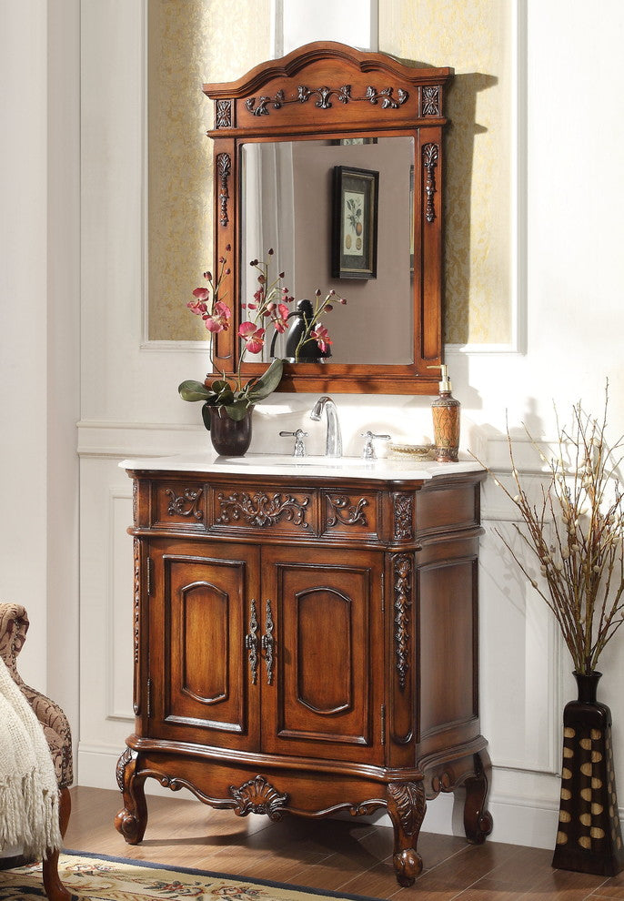 33" Unique Classic Benson Bathroom Sink Vanity and Mirror