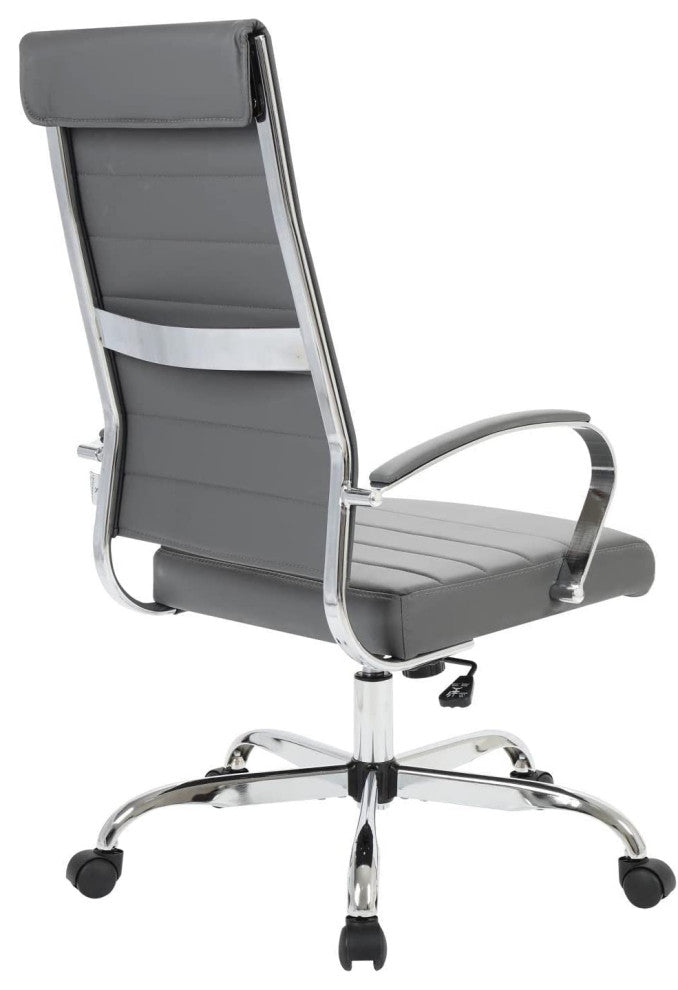 LeisureMod Benmar Leather Office Chair Gray