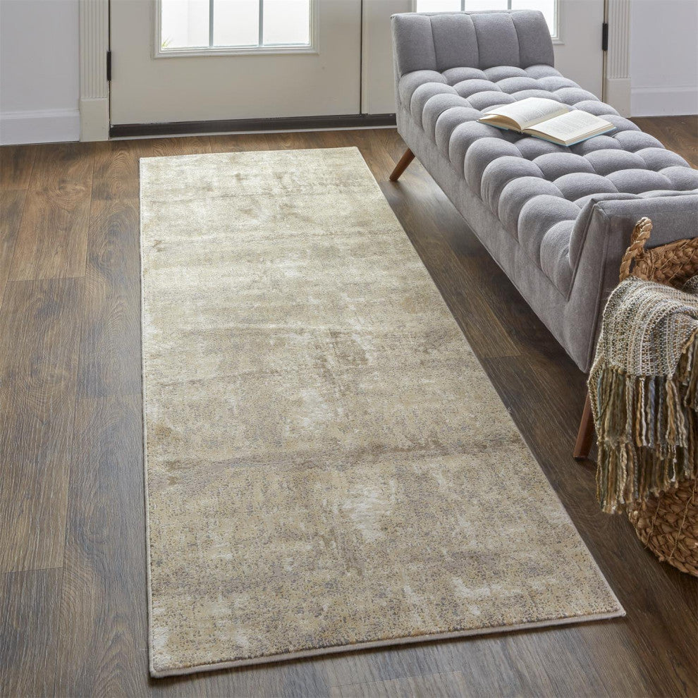 Weave & Wander Frida Ivory/Gray 2'6"x8' Power Loomed Area Rug