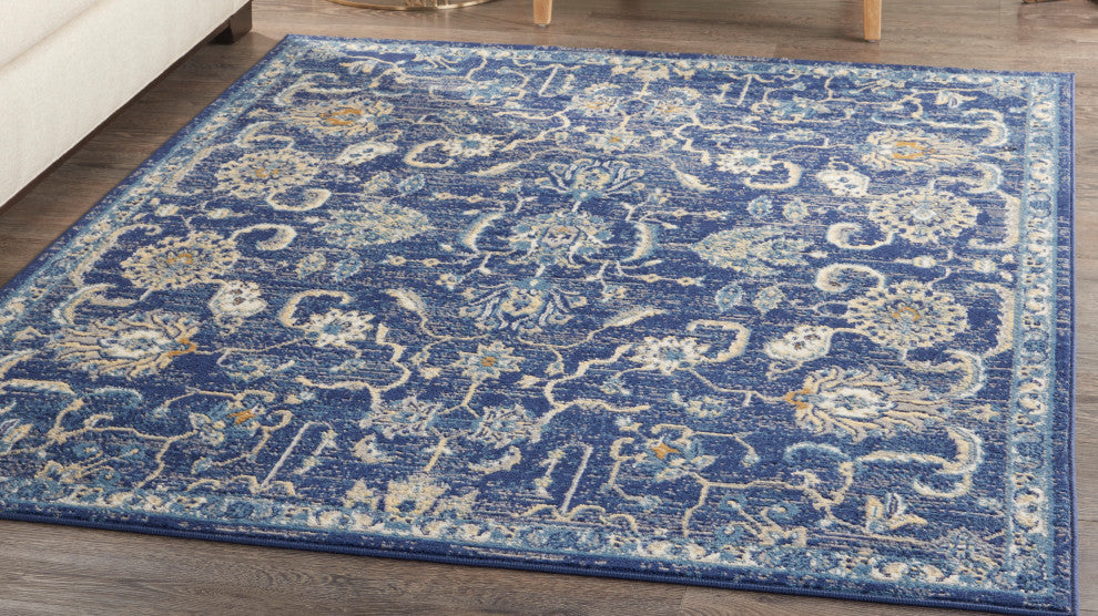 Nourison Home 6'x9' Grafix GRF24 Navy Blue Persian Area Rug