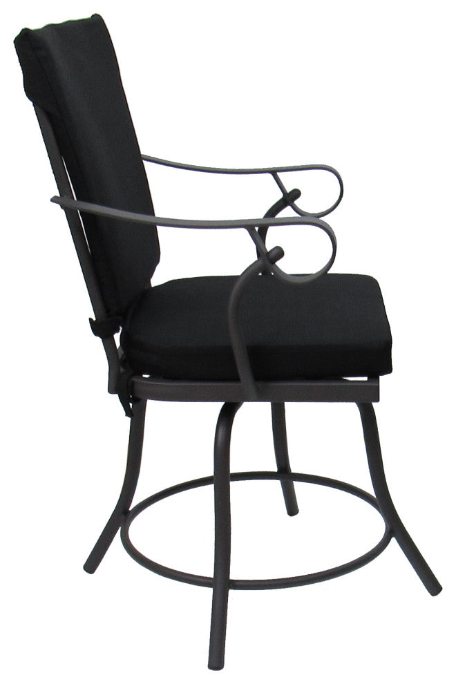 Outdoor/Indoor Patio Swivel Dining Chair Jamey With Arms, Black - Gray