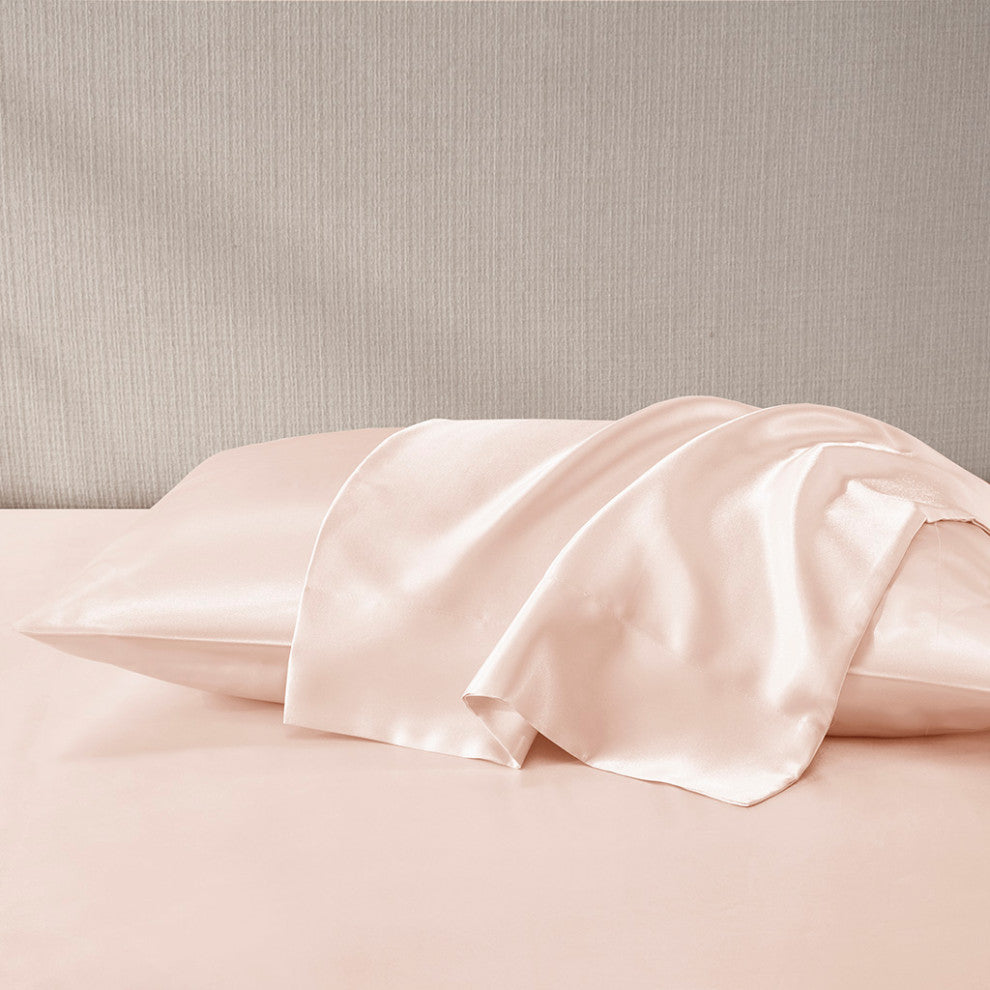 Madison Park Essentials Satin Luxury Satin 2-Piece Pillowcase Set, Blush Pink