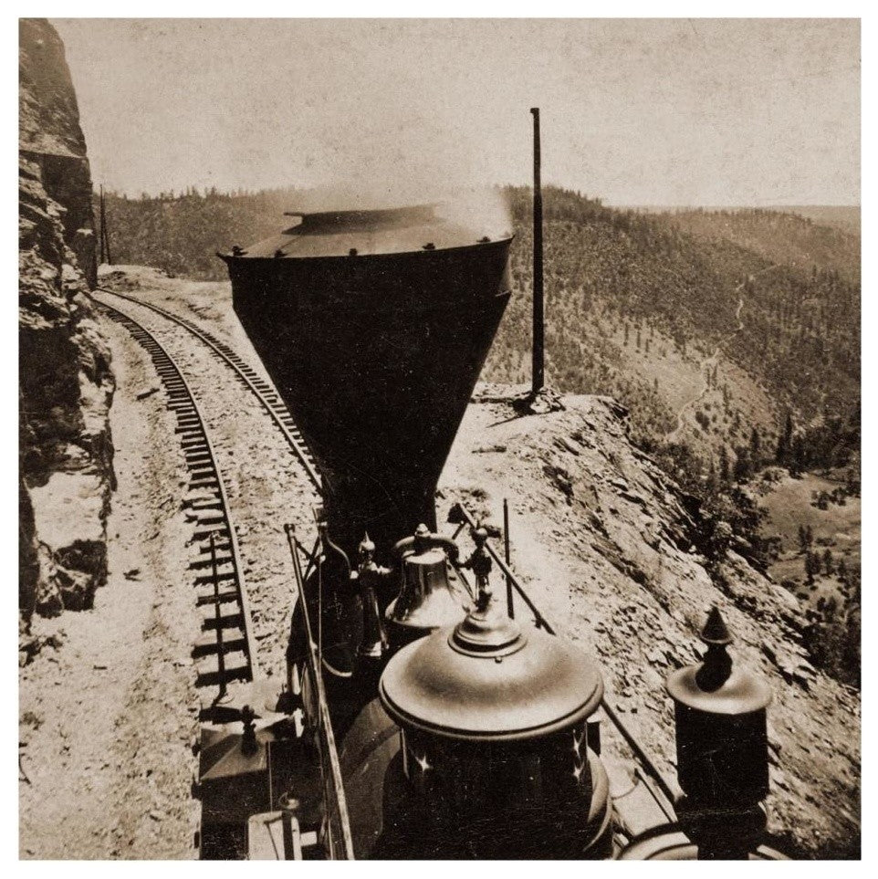 "Rounding Cape Horn, Road to Iowa Hill, 1866-1869" Paper Art, 26"x26"