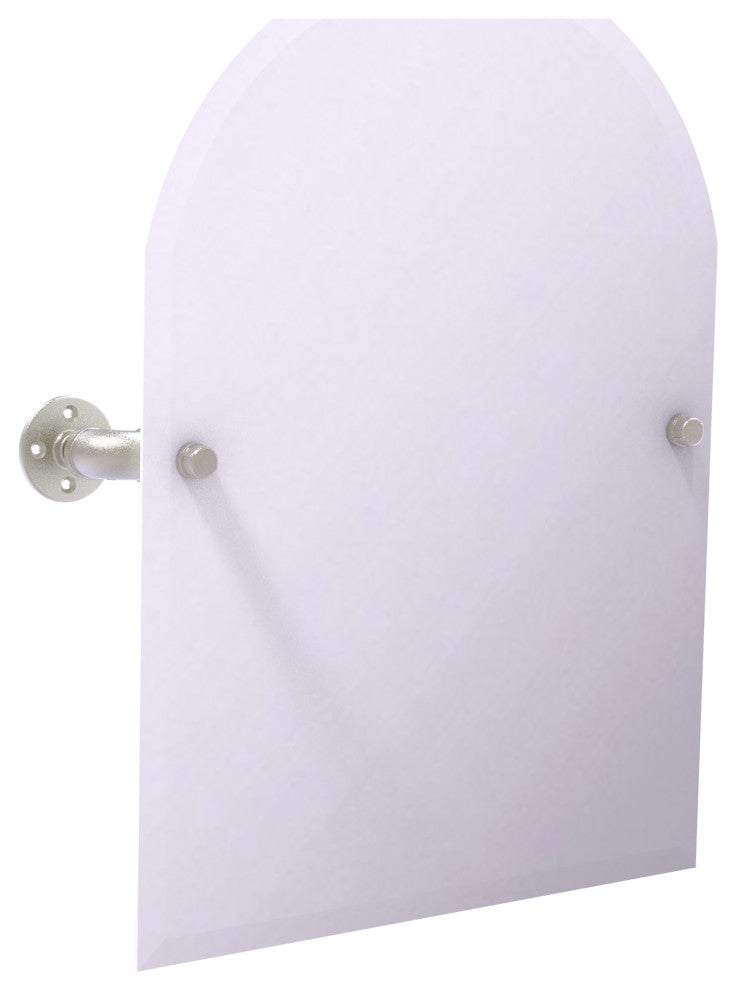 Pipeline Frameless Arch Wall Mounted Tilt Mirror, Satin Nickel