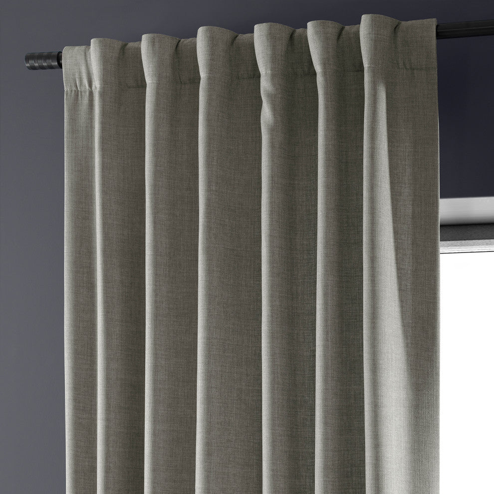 Italian Faux Linen Curtain Single Panel, Taupe Grey, 50"x84"