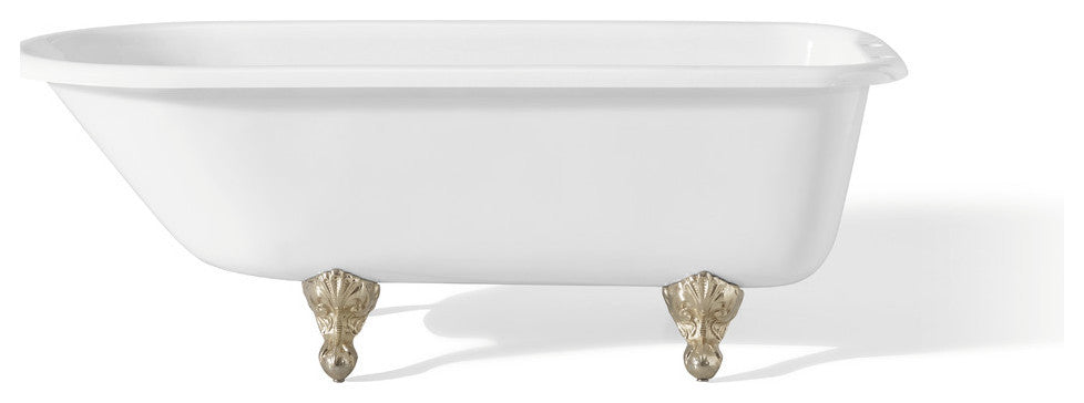 Cheviot Products Cast Iron Bathtub With Faucet Holes, Polished Nickel